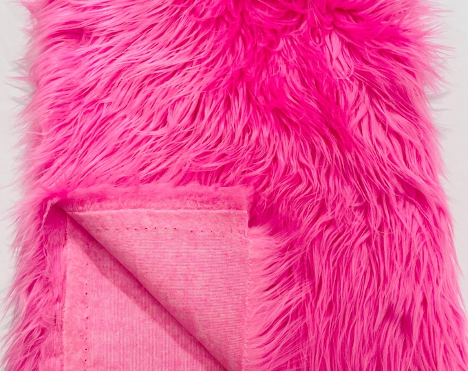 Bubble Gum Shaggy Faux Fur Fabric By Yard, Long Pile Luxury Shaggy Craft, Costume, Apparel, Decoration, Cosplay, Sewing Decoration 60" Wide