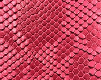 Fuchsia Faux Viper Snake Skin Vinyl-faux Leather-3D Scales-sold Vinyl For upholstery  By The Yard