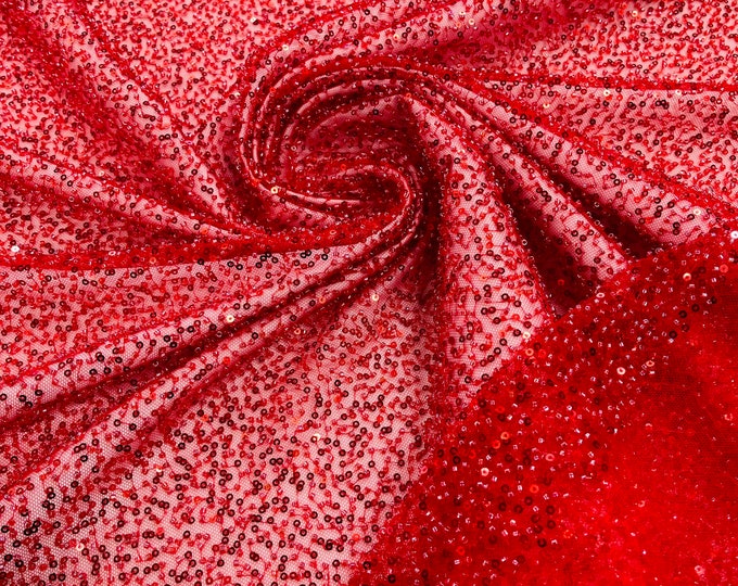 Red 3D Beaded Lace Fabric| by the yard | heavy Sequin bead Lace for Bridal Wedding Dress, Embroidery  Handmade Lace, Clear Beaded Fabric