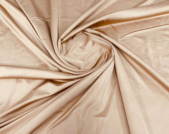 Rose Gold Shiny Milliskin Nylon Spandex Fabric 4 Way Stretch Prom-Gown-Dress, 58" Wide Sold by The Yard (Pick a Size)