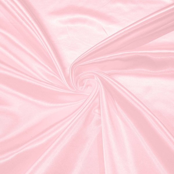 Light Pink - 60" Shiny Heavy Bridal Satin Fabric for Wedding, Gala, Prom Dress Sold By Yard