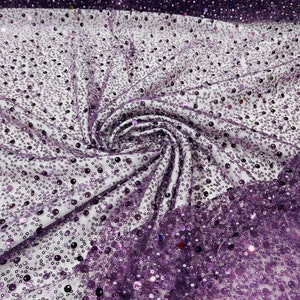 Plum Embroidery Beaded Fabric By The Yard With Sequin Fabric, Sequin on Mesh Fabric, Handmade Lace, Beads on a Mesh