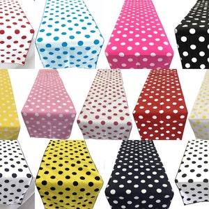Polka Dot Table Runner 14 « de large - Polka Dot Print Polyester Poplin Table Runners pour la décoration d’événements, la fête, le mariage, et plus encore
