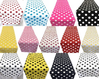 Polka Dot Table Runner 14" Wide - Polka Dot Print Polyester Poplin Table Runners for Event Décor, Party, Wedding, and More