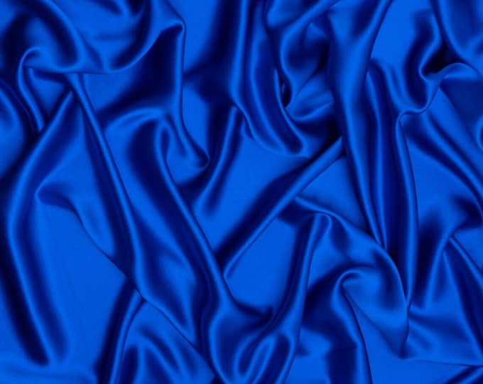Royal Blue Charmeuse Satin Fabric: Stretch Satin, 58/60" Wide by the yard