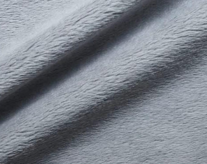 Silver Minky Fabric By The Yard, 60” Wide, Ultra Soft Fabric, 3.mm Pile, Used for Blanket, Mia' Fabrics Inc