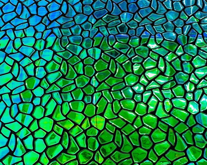 Green Iridescent Sequins Velvet by the yard 2 way Stretch 58/60” iridescent Sequin on Black Stretch Velvet (Choose The Quantity)