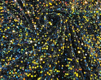 Rainbow Iridescent Sequin Velvet Fabric - 2-Way Stretch (58/60")