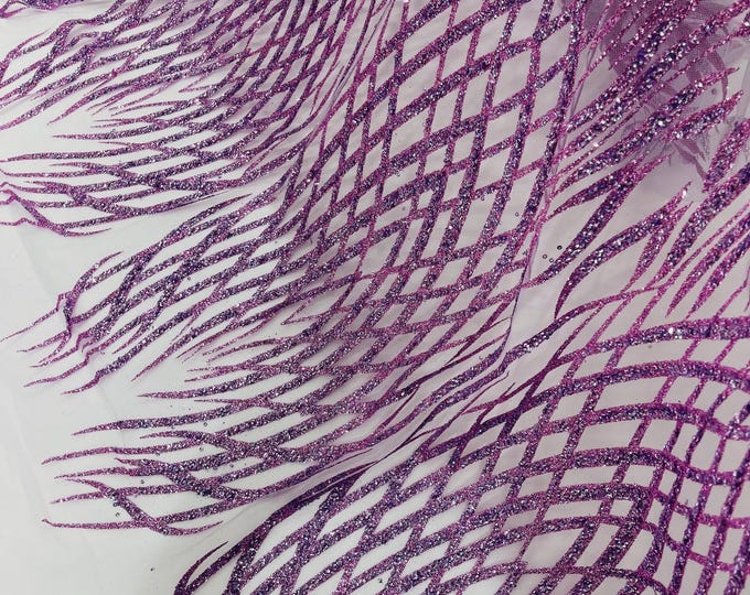 Lilac Glitter Fabric on a Mesh By The Yard, Glitters Damask Fashion Design, Glitter Sequin on Mesh Fabric, Sparkle Glitter Prom-Dress