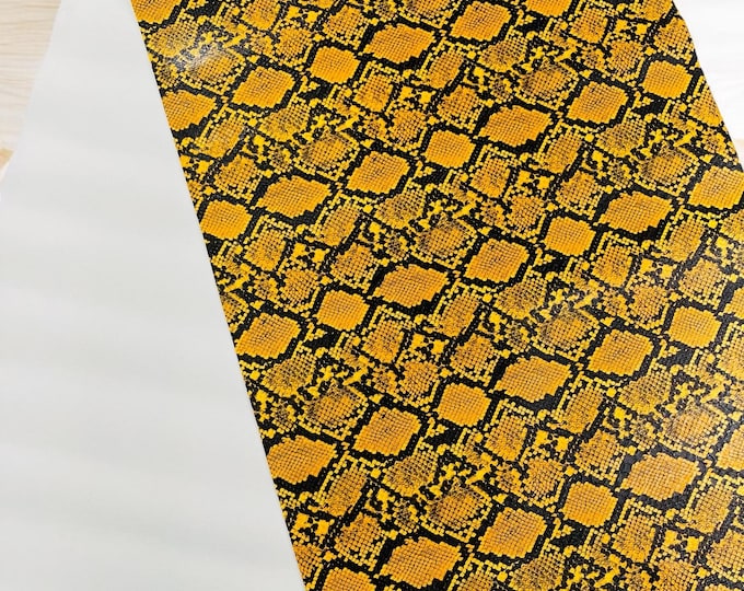 Desert Gold Snake Skin Embossed Vinyl - Python Snake Upholstery Accessory Design Vinyl Faux Leather Sold by the Yard