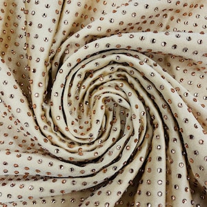 Champagne Rhinestone Spandex Fabric: 4-Way Stretch Prom Dress Material by the yard