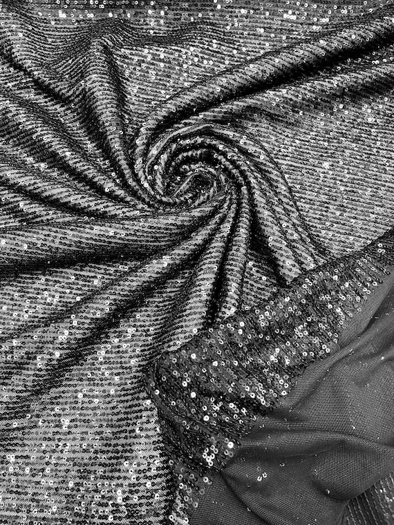 Black Mille Striped Stretch Sequins Lace Spandex Mesh-prom-gown by the  Yard, Formal Wedding Couture Fabric Sequin Fabric -  Sweden