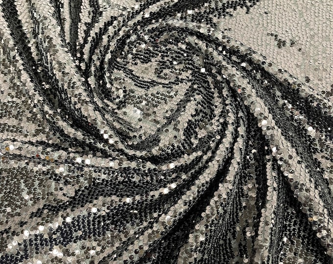 Black Sequins Taffeta Fabric by the Yard - Embroidery Sequin On a Taffeta 58/60”For Tablecloths/Runners/Curtains