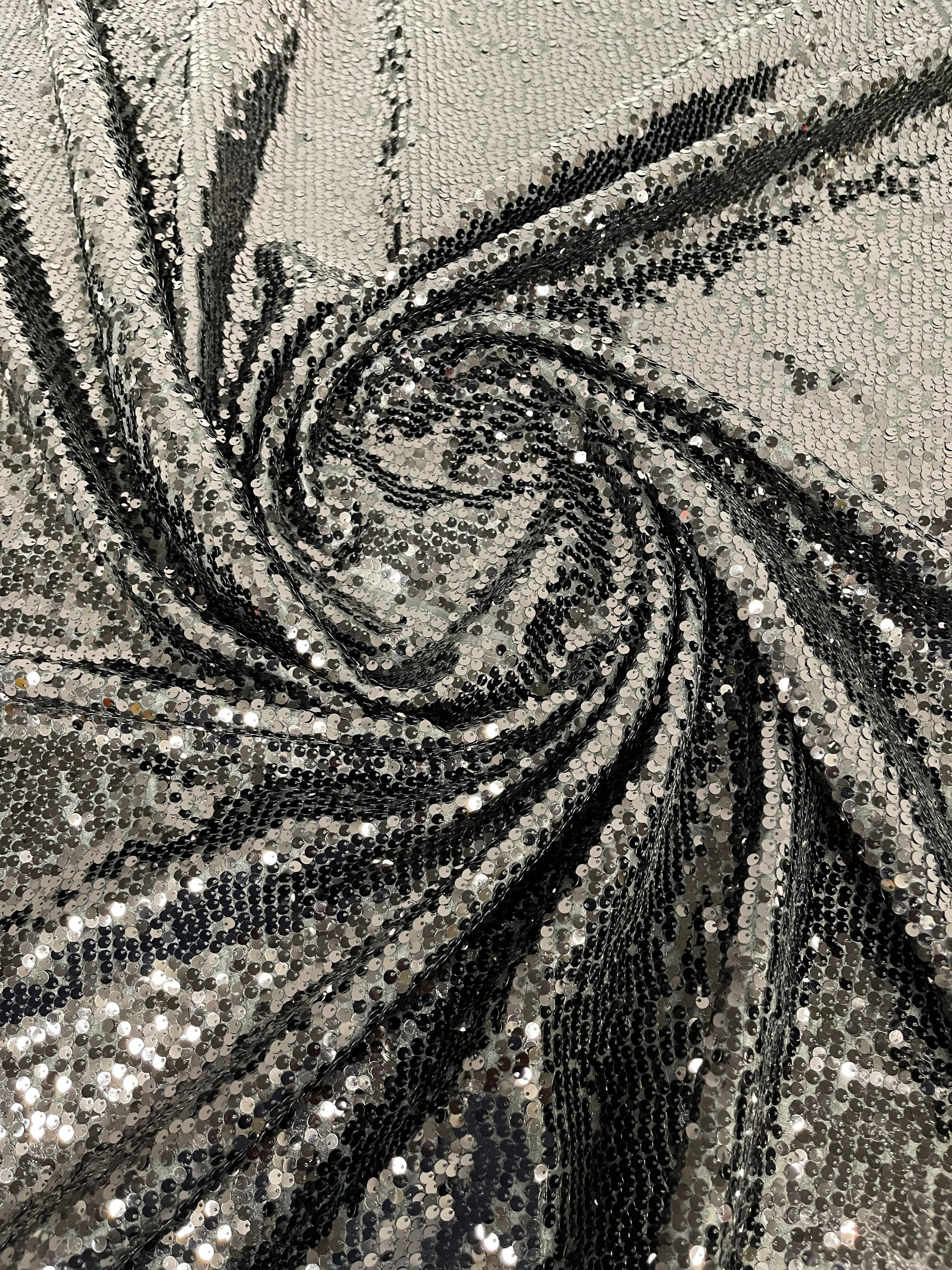 Black Taffeta Raindrop Sequin Wedding Fabric by the Yard