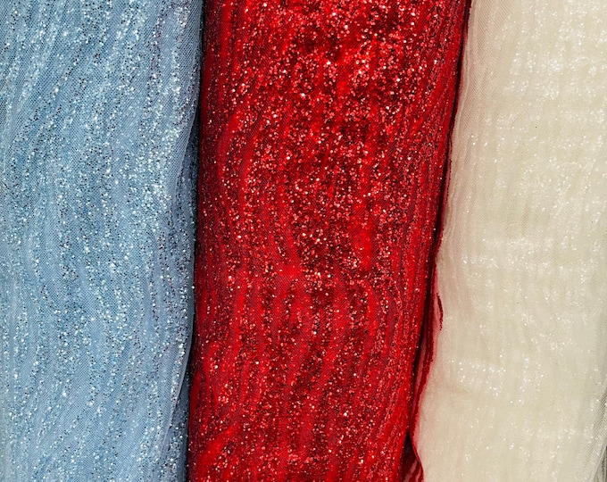 Glitter Mesh | Glitter Fabric On Tulle By The Yard for Wedding Decor/Bridal/Prom