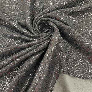 Black 4 Way Stretch Lurex Fabric By Yard, Shiny Sequins Lurex Fabric, Luxury Sequin Lurex Fabric, Lurex Sequin Fabric, Metallic Lurex Fabric