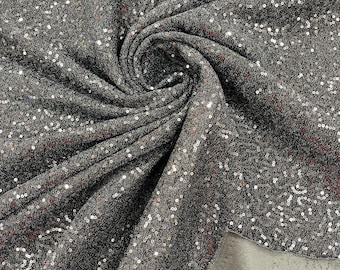 Black Sequin Lurex Fabric: 4-Way Stretch Metallic Spandex By The Yard