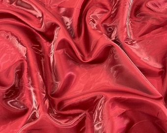 Burgundy Liquid Crystal Satin Fabric: Ultra Glossy Bridal Material By The Yard