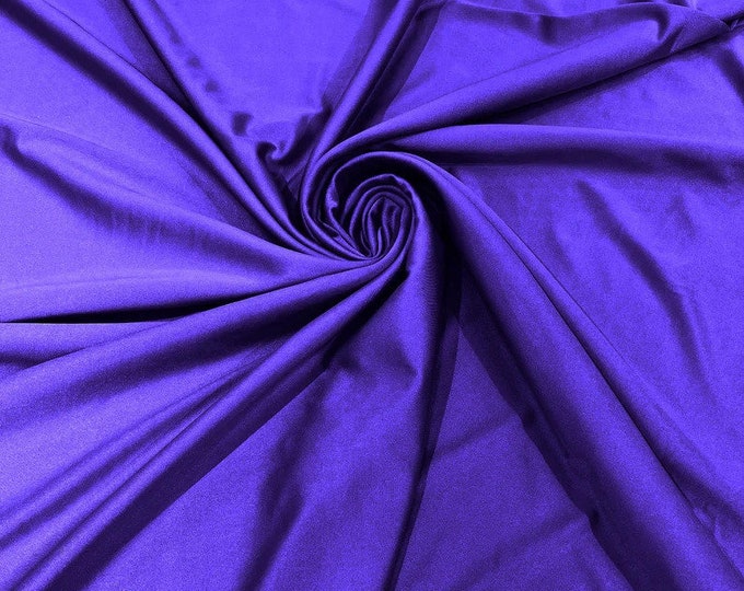 Purple Shiny Milliskin Nylon Spandex Fabric 4 Way Stretch Prom-Gown-Dress, 58" Wide Sold by The Yard (Pick a Size)
