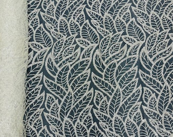 Beaded Leaf Embroidered Bridal Fabric - Wavy Line Pattern