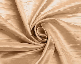 Crushed Taffeta Fabric - Champagne - 54" Inch Wide Crushed Taffeta Creased Fabric Sold by The Yard