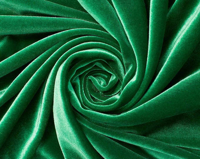 Kelly Green Stretch Velvet Fabric: 60" Wide, Apparel, Costume Mia Fabrics