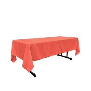 60&quot; Wide Coral Polyester Poplin Rectangular Tablecloth, Polyester Rectangular Cloth Table Covers for All Events (Pick a Size)