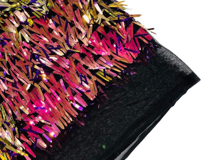Purple Iridescent Sword Shaped Sequins by the yard (Pick a Size) Costume Craft Fabric - Swords Design Iridescent Sequin Fabric