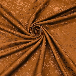 Cinnamon Floral Brocade Jacquard Satin Fabric - 58/60&quot; Wide