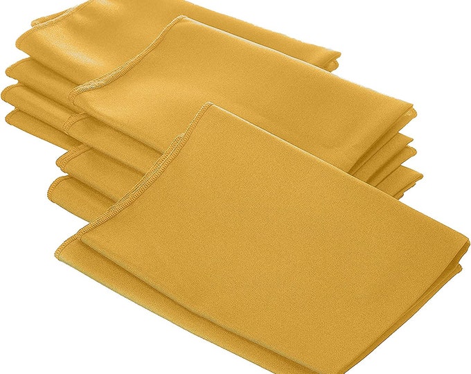 Gold Polyester Poly Poplin Napkin 18 by 18-Inch, Napkins Ideal for Parties, Weddings and Dinners