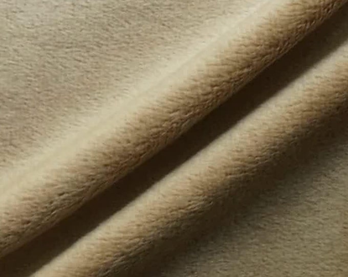 Camel Minky Fabric By The Yard, 60” Wide, Ultra Soft Fabric, 3.mm Pile, Used for Blanket, Mia' Fabrics Inc