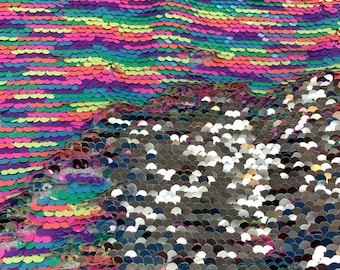 Multi-Color Flip Sequins Fabric: 2-Way Stretch, Reversible