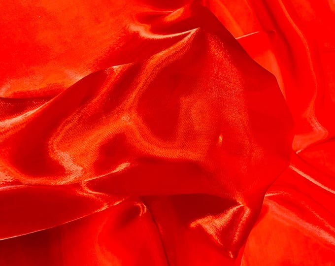 Red Water Shine Ultra Glossy Shimmer Bridal Chiffon By Yard, Liquid Crystal Chiffon Fabric, Liquid Bridal Chiffon