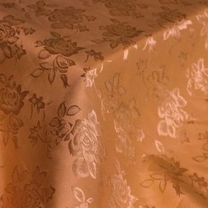 Cinnamon Flower Brocade Jacquard Satin Fabric, Sold By The Yard Polyester Satin Floral Wide 58/60&quot;  (Choose The Quantity)