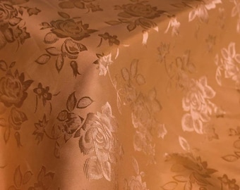 Cinnamon Flower Brocade Jacquard Satin Fabric: 58/60" Wide Polyester by the yard