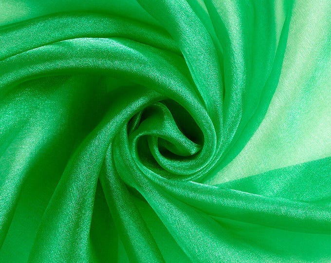 Kelly Green Sparkle Crystal Organza Fabric - 60" Wide