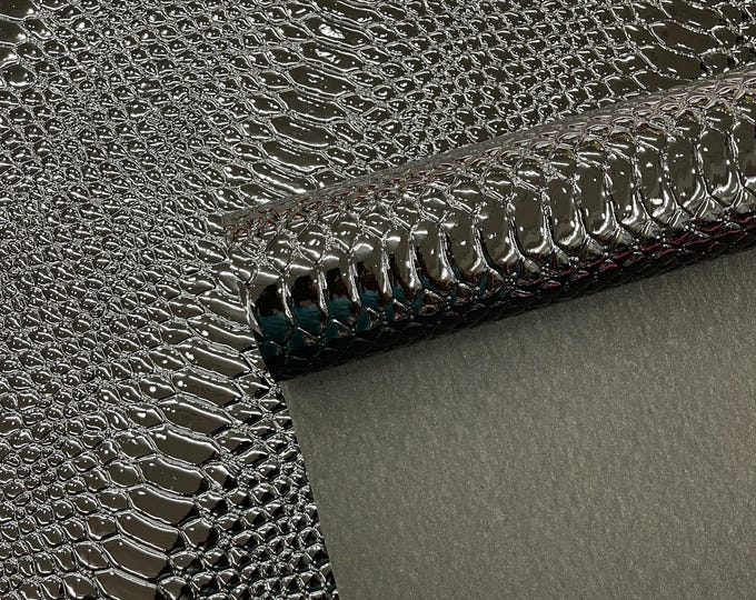 Black 3D Snake Embossed Vinyl Fabric: Faux Leather Upholstery