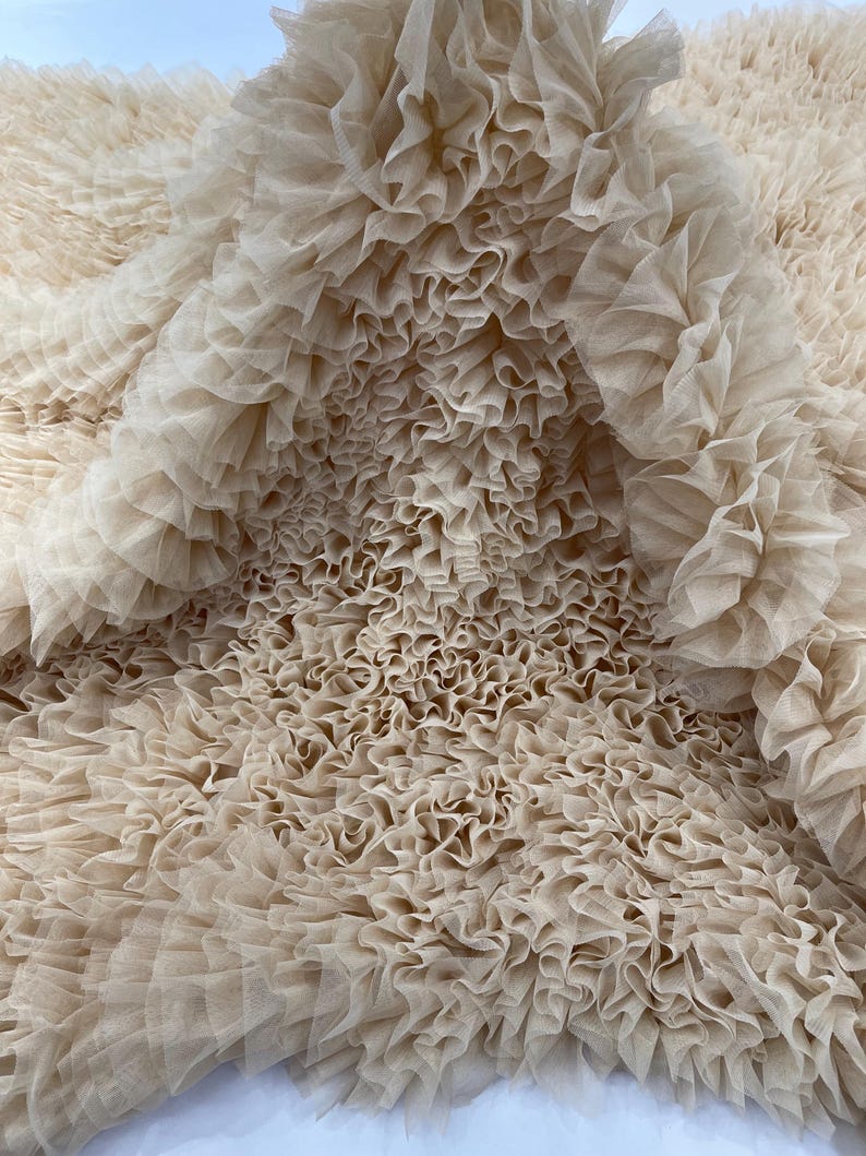 Fabric Flowing Ruffle Champagne Tulle Ruffle Fabric, 60