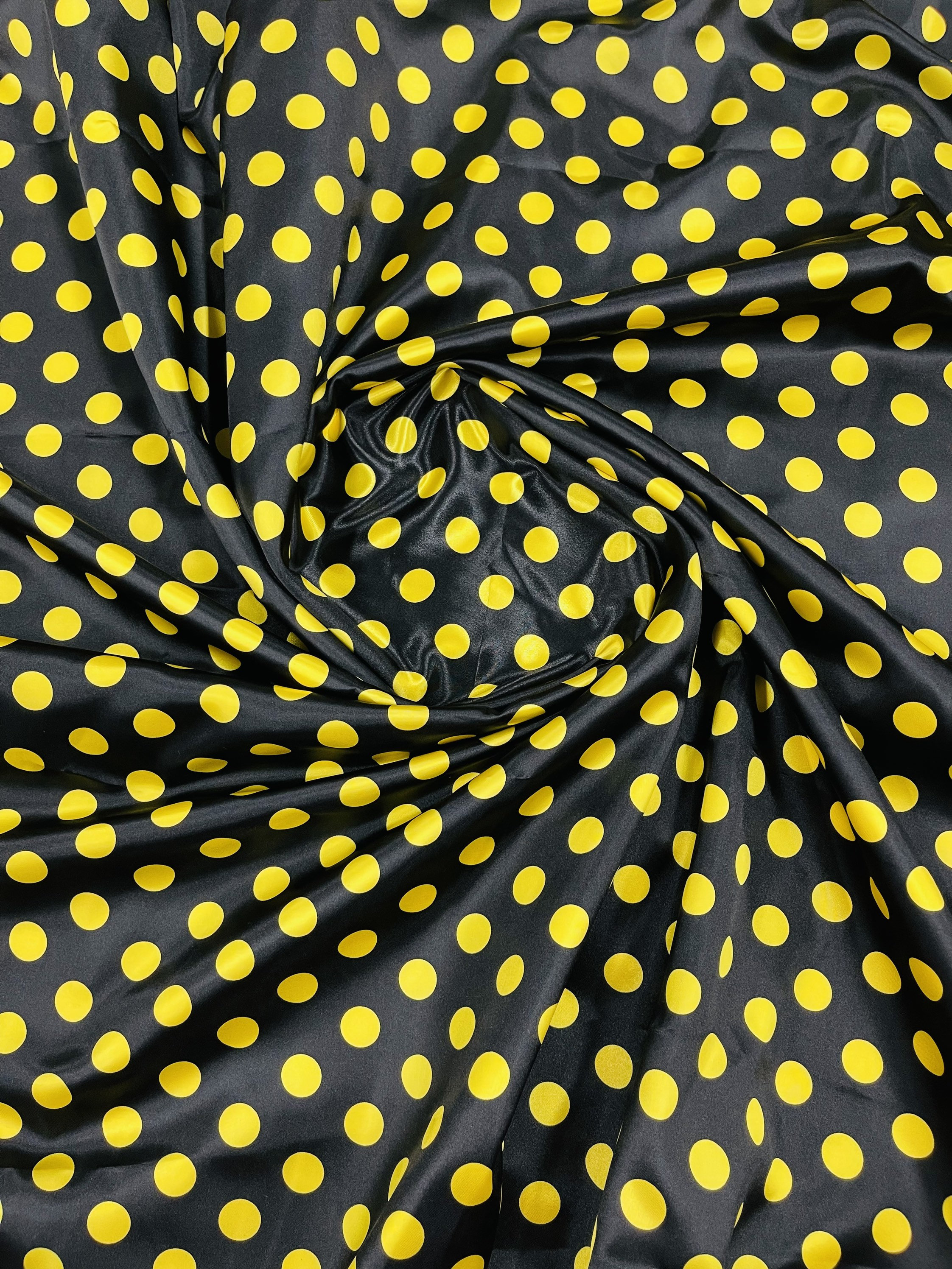 Lemon Yellow Polka Dot Fabric, Wallpaper and Home Decor