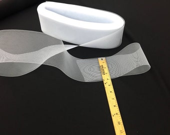 4 Inch White Crinoline Horsehair Braid Trim-Wedding-Bridal-Decorations-Crafts-Sold By The Yard (Choose The Quantity)