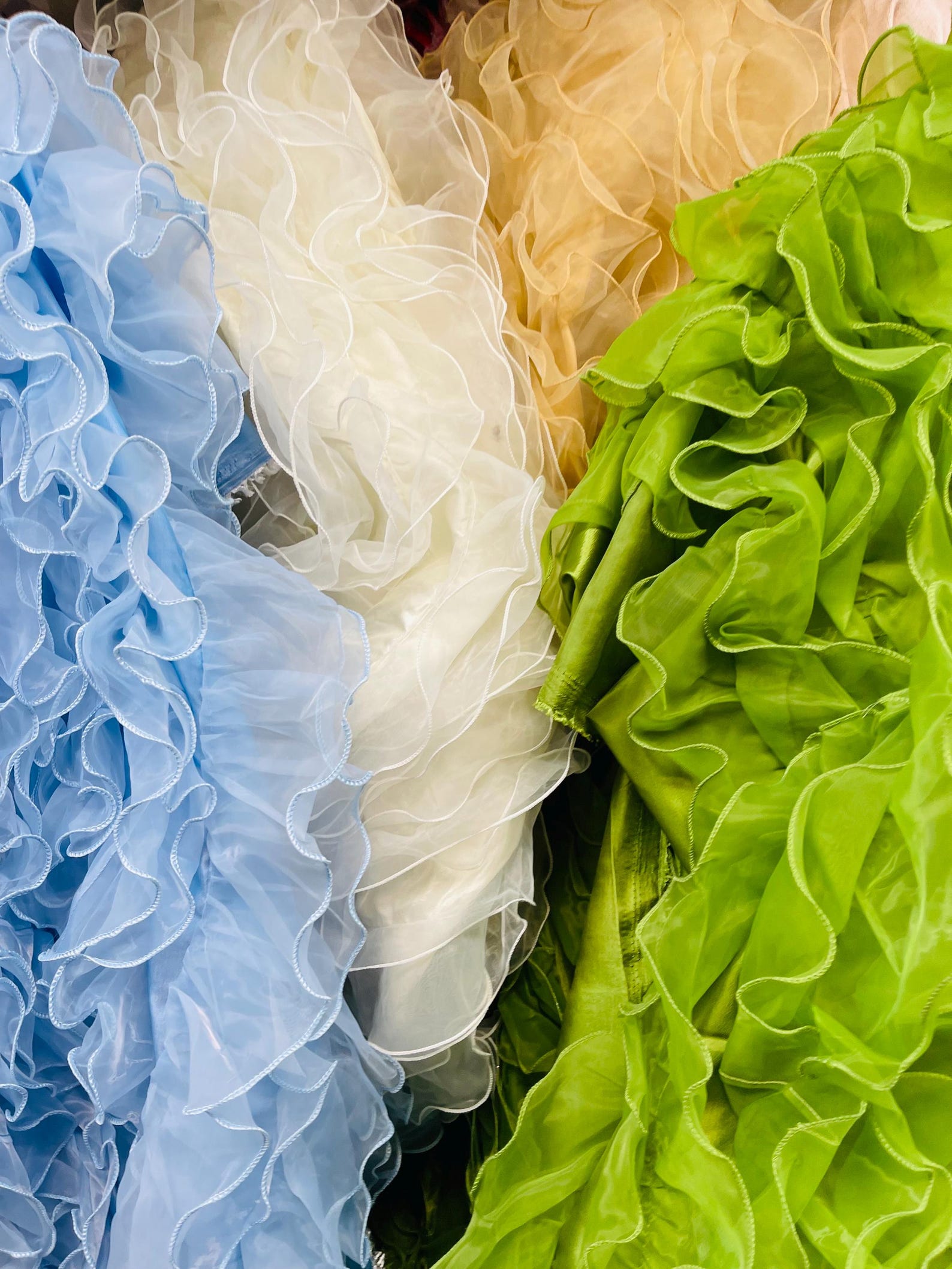Organza Ruffle Design Embroidered on Taffeta Backing, 57