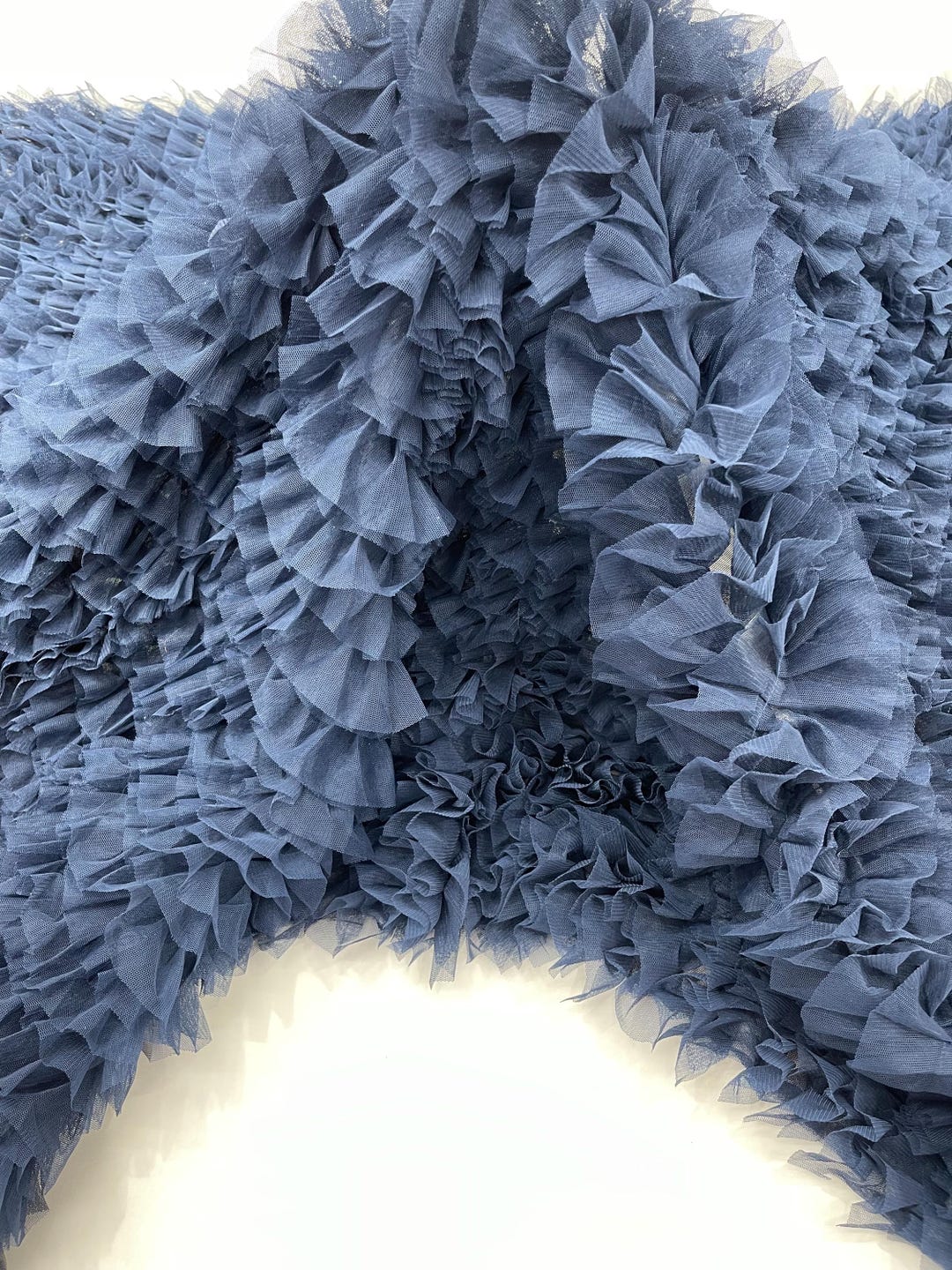 Navy Blue Tulle Ruffle Fabric, 60