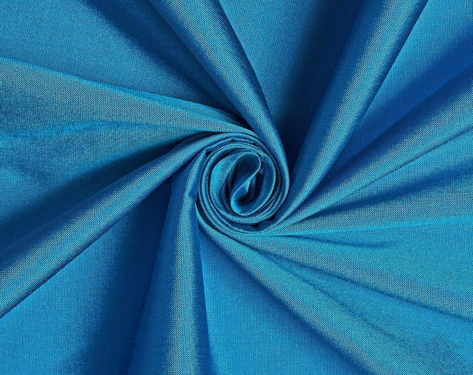 Dark Turquoise Taffeta Stretch Fabric 2-Way Stretch, Spandex Polyester 58" Wide Sold by The Yard