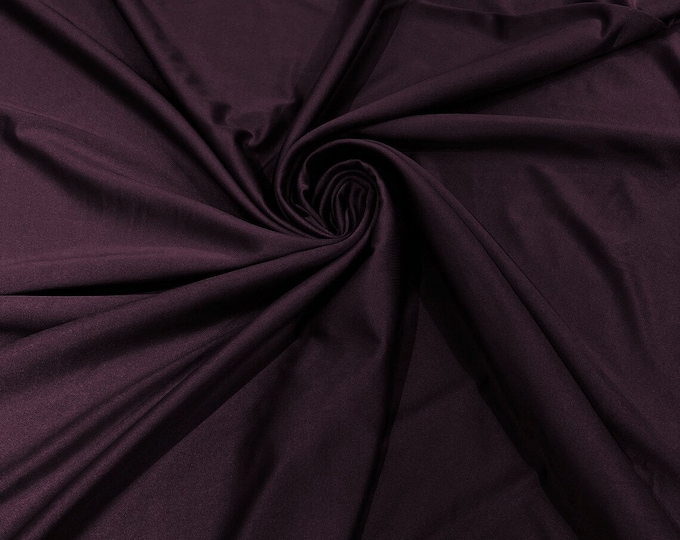 Eggplant Shiny Milliskin Nylon Spandex Fabric 4 Way Stretch Prom-Gown-Dress, 58" Wide Sold by The Yard (Pick a Size)