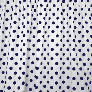 Mia's Fabrics Inc, White/Navy Small Polka Dot Poly Cotton Fabric by The Yard, 58”/60” (Pick a Size)