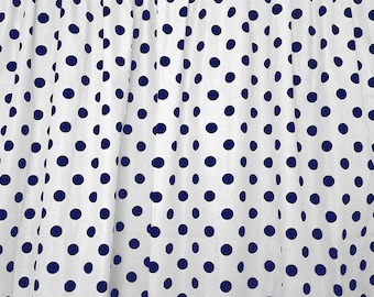 White and Navy Polka Dot Poly Cotton Fabric: 58/60" Wide, By The Yard