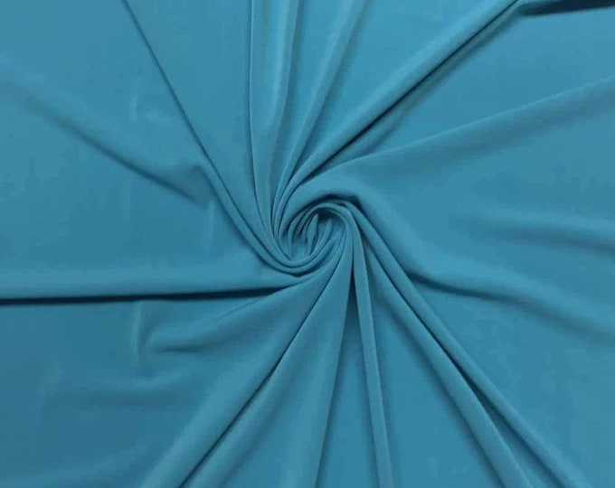 Mia's Fabrics Inc, 58/59" ITY Fabric - Turquoise - 2 Way Stretch Spandex Polyester Knit Jersey Fabric Sold By The Yard