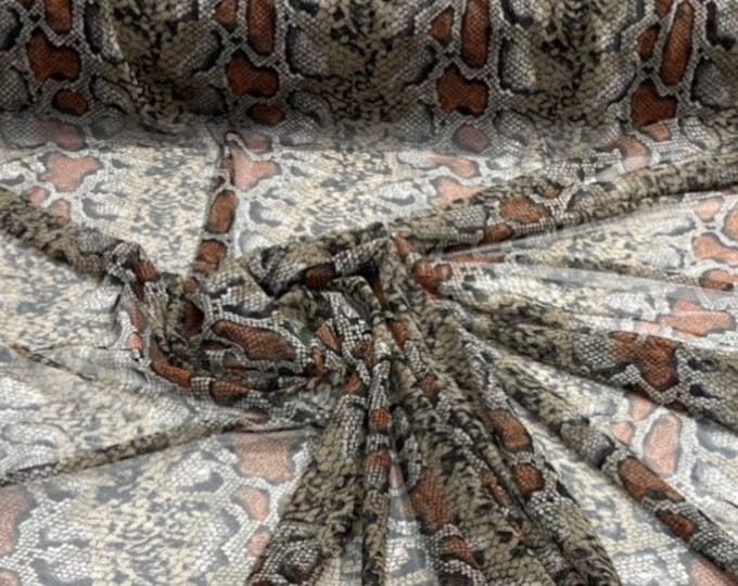 Exotic Snake Design Print on Power Mesh Fabric 60" Wide, 4 Way Stretch Sold By The Yard (Free Shipping)