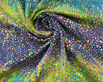 Dragon Scales Iridescent Foil Tie Dye Spandex Fabric - 4 Way Stretch