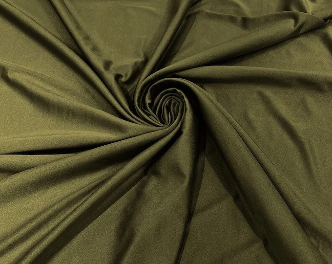 Olive Shiny Milliskin Nylon Spandex Fabric 4 Way Stretch Prom-Gown-Dress, 58" Wide Sold by The Yard (Pick a Size)